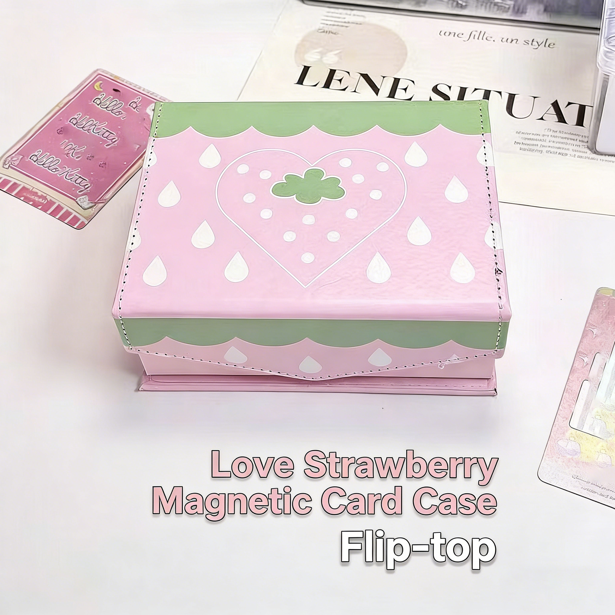 Korean Desk Setup - New Cute Strawberry Girl Heart Magnetic