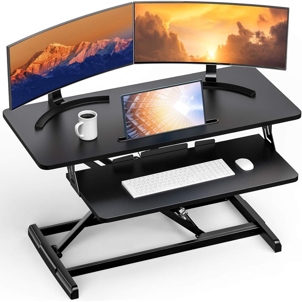 Ergonomic Desk Setup Keyboard - Height-Adjustable Standing Desk Converter with Removable