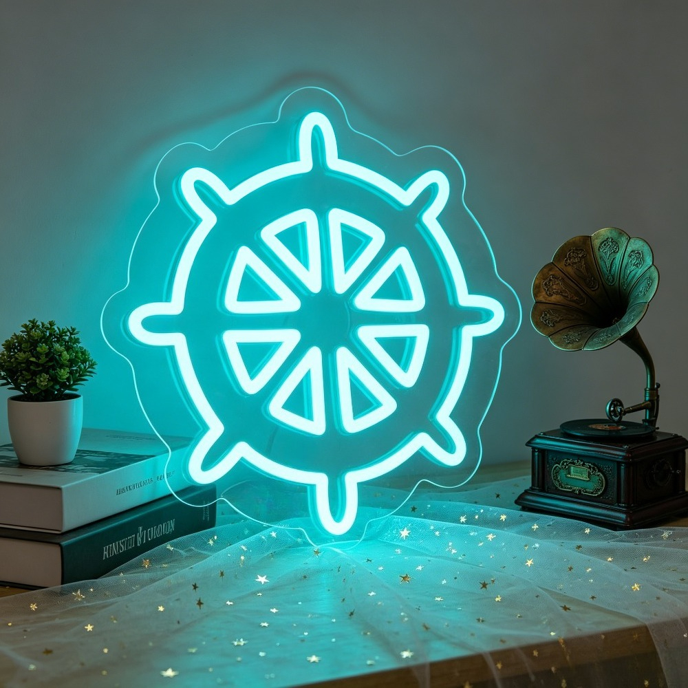 Desk Setup Gifts - Ship Wheel LED Neon Sign Nautical