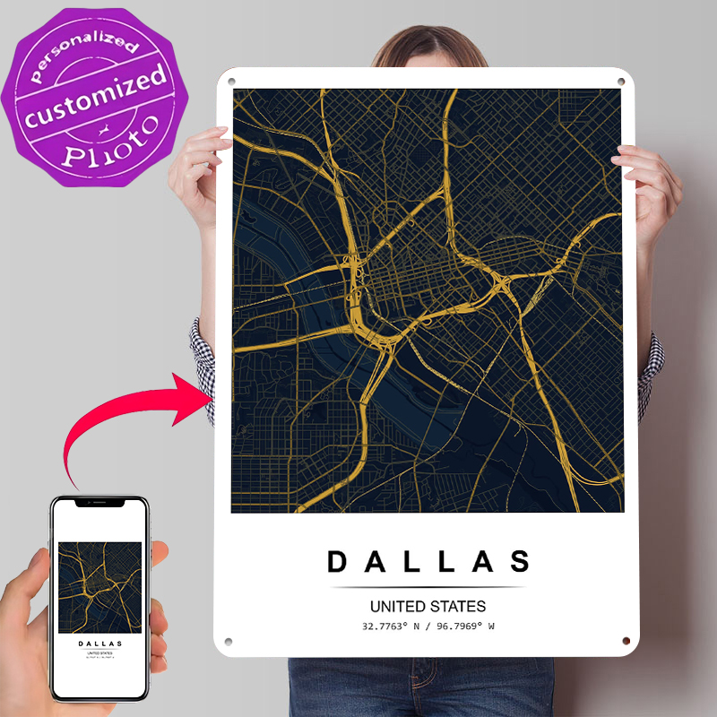 Desk Room Setup - Dallas City Map Art Printed Poster