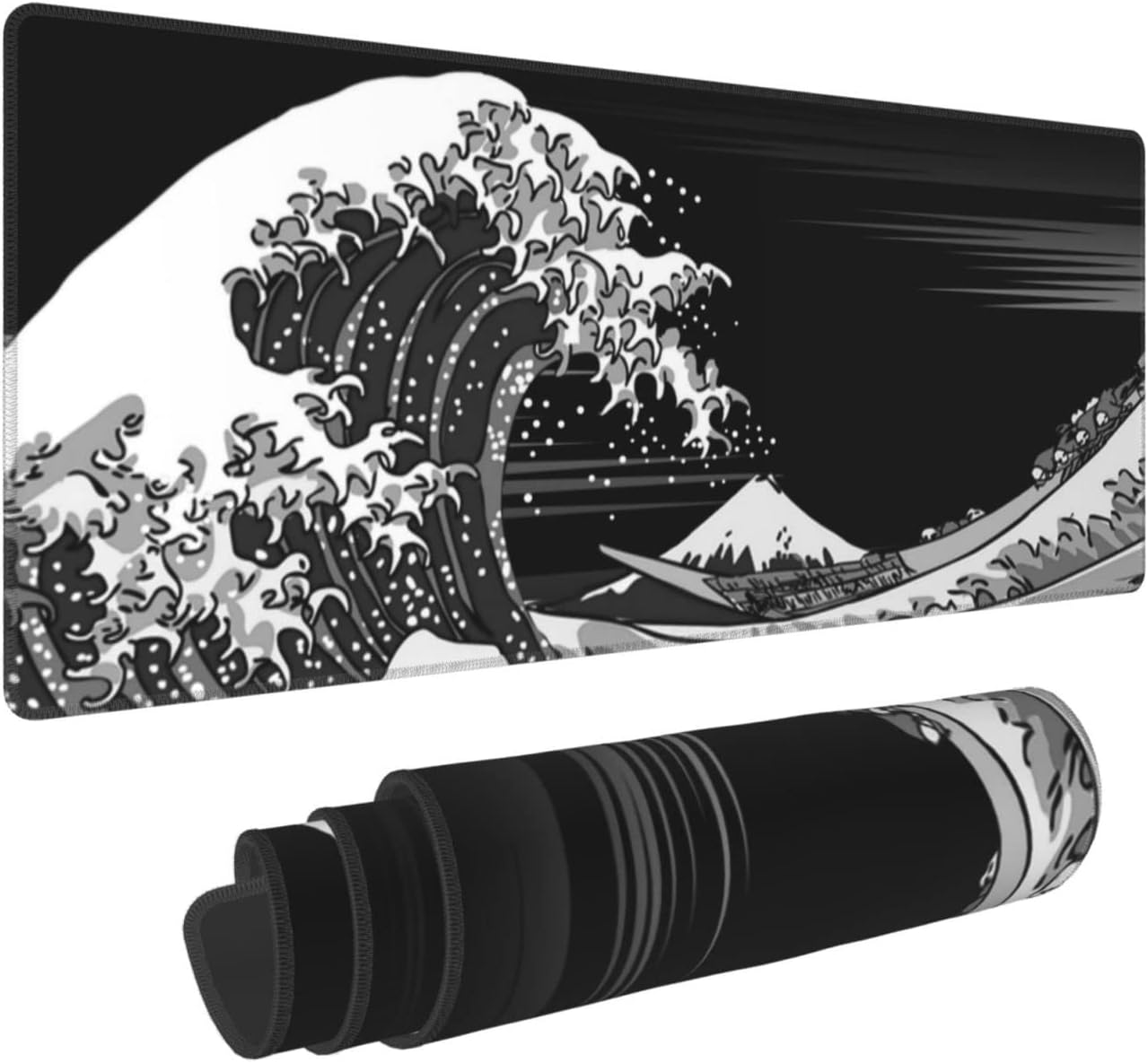 Desk Setup Black - Great Wave Mouse Pad Black Desk