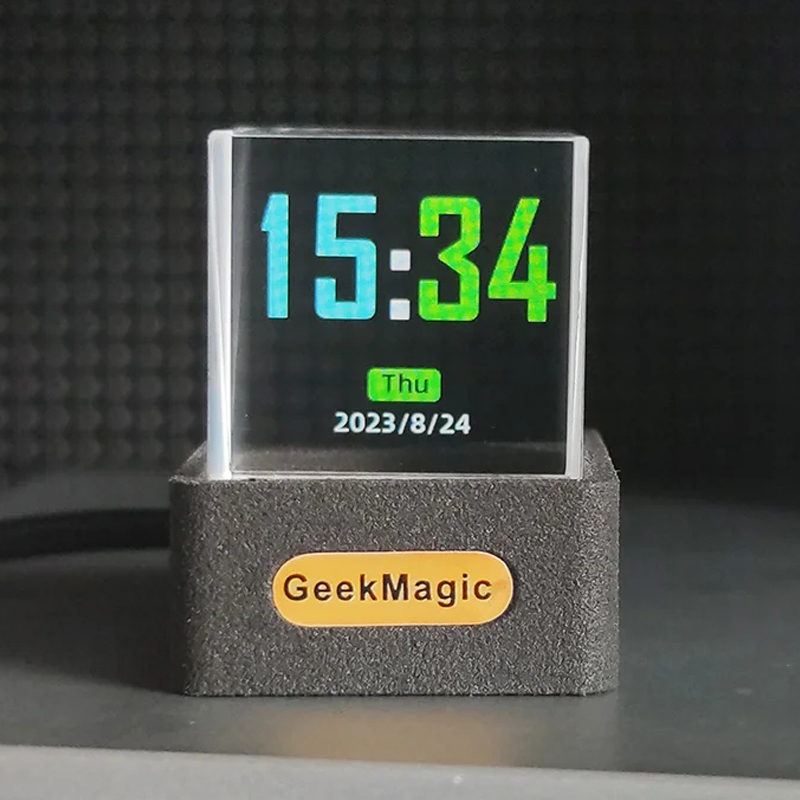 Korean Desk Setup - GeekMagic GIFTV Crystal Cube Photo Display
