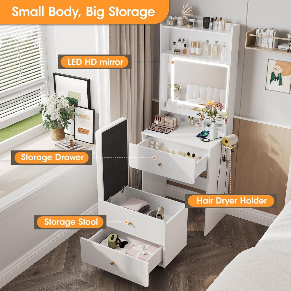 Make Up Vanity Desk with Mirro - Desk Setup Girl บทวิจารณ์และราคา