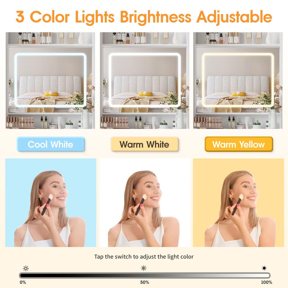 Make Up Vanity Desk with Mirro - Desk Setup Girl บทวิจารณ์และราคา