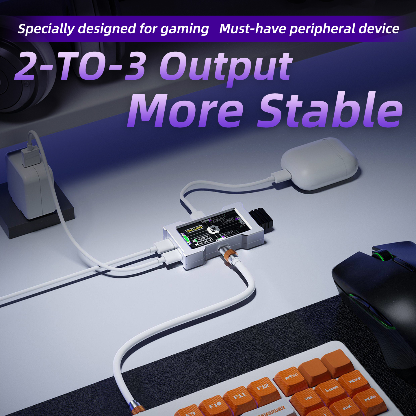 HMHUB Gaming USB Hub - 2-To-3  - Desk Setup Usb Hub บทวิจารณ์และราคา