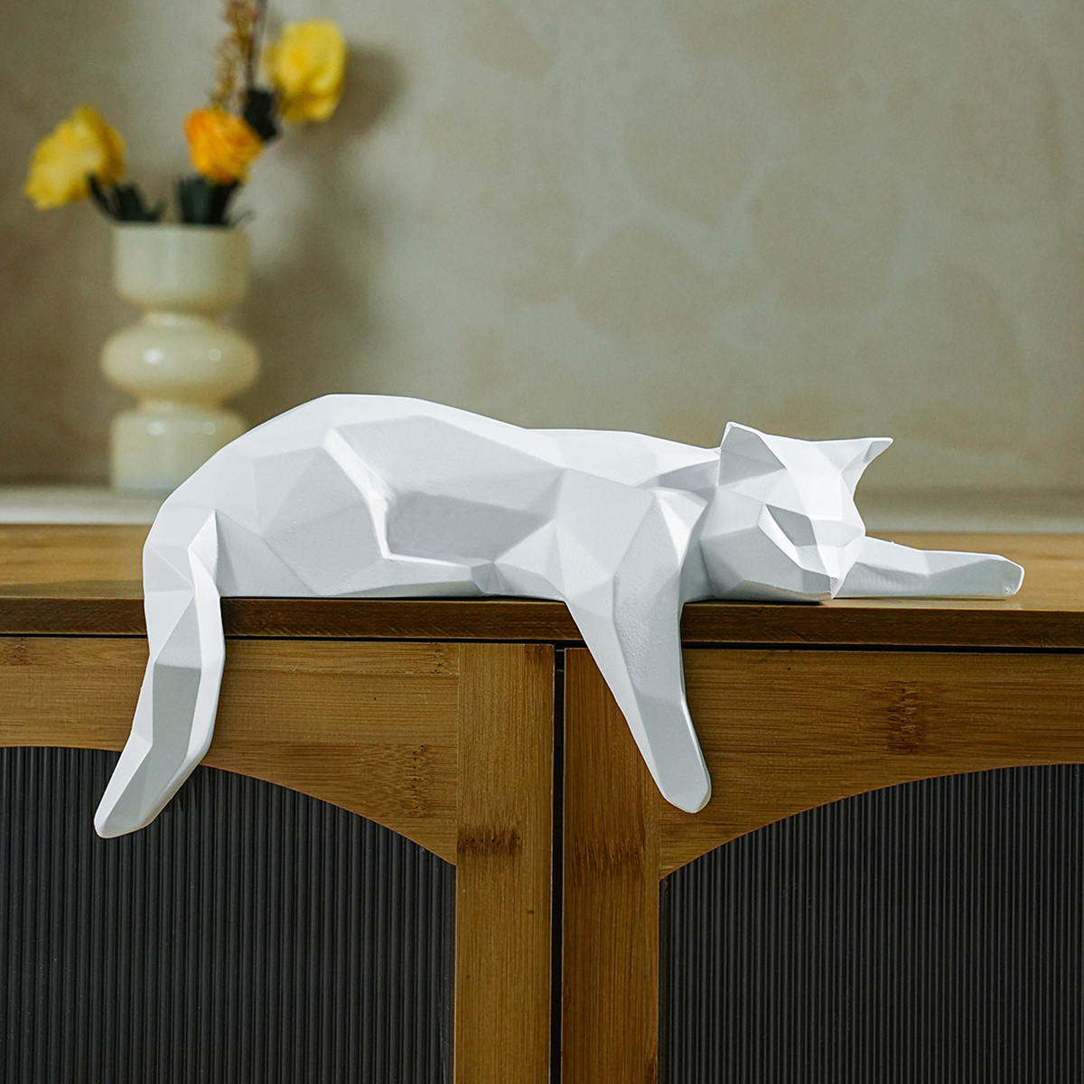 White Black Cat Statue - Geome - Desk Setup Black บทวิจารณ์และราคา