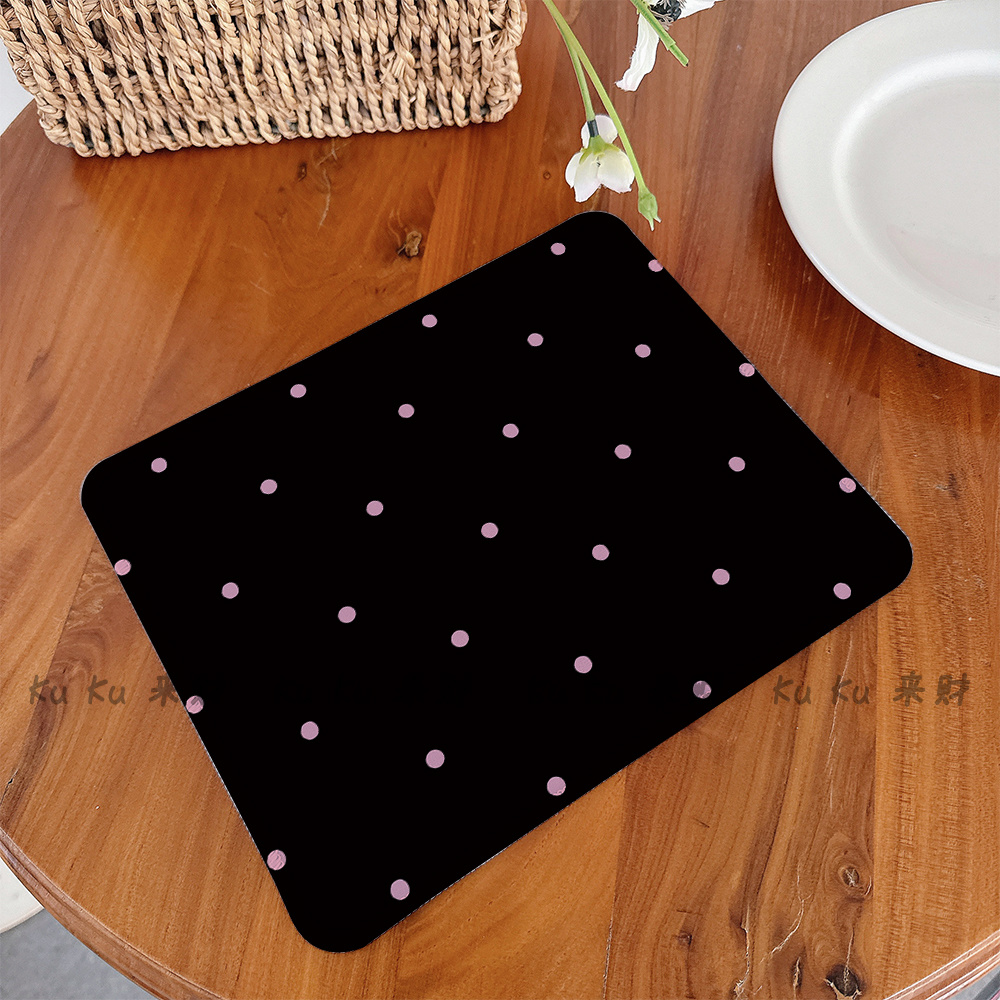 Polka Dots Black Leather Desk  - Desk Setup Black บทวิจารณ์และราคา