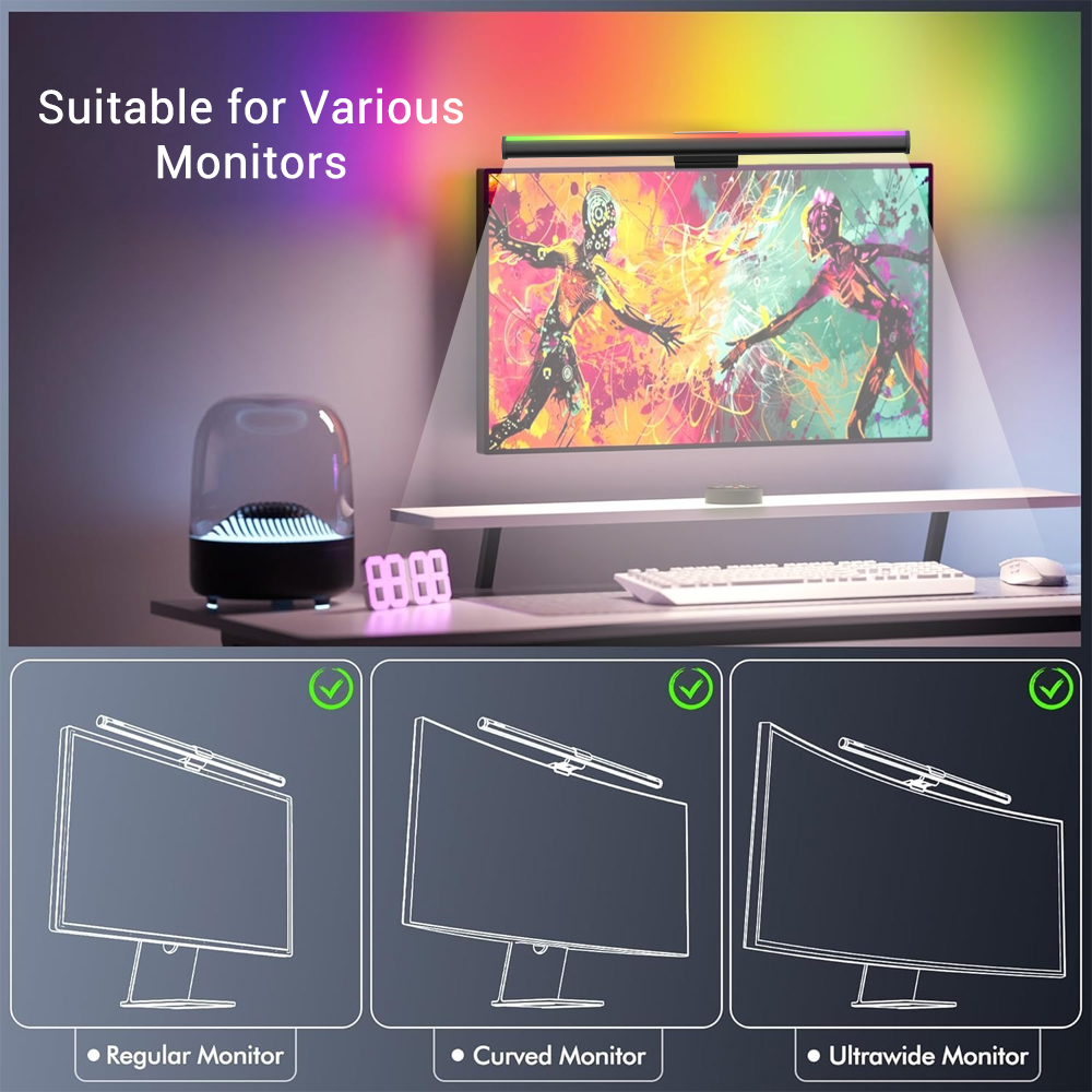 Screen Hanging Lamp Monitor Li - Desk Setup Black บทวิจารณ์และราคา