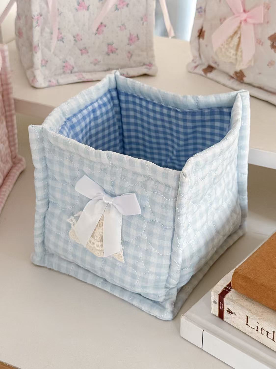 Square Storage Basket Lace Flo - Korean Desk Setup บทวิจารณ์และราคา