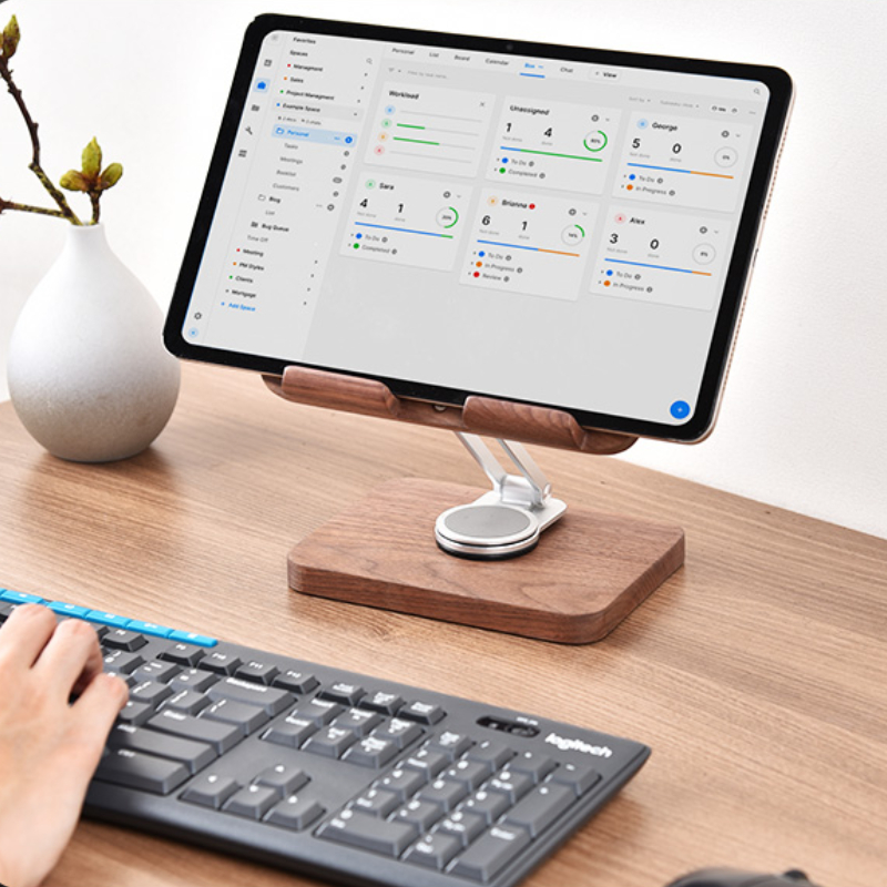 Black Walnut iPad Stand with 3 - Desk Setup Living Room บทวิจารณ์และราคา