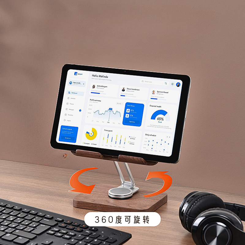 Black Walnut iPad Stand with 3 - Desk Setup Living Room บทวิจารณ์และราคา