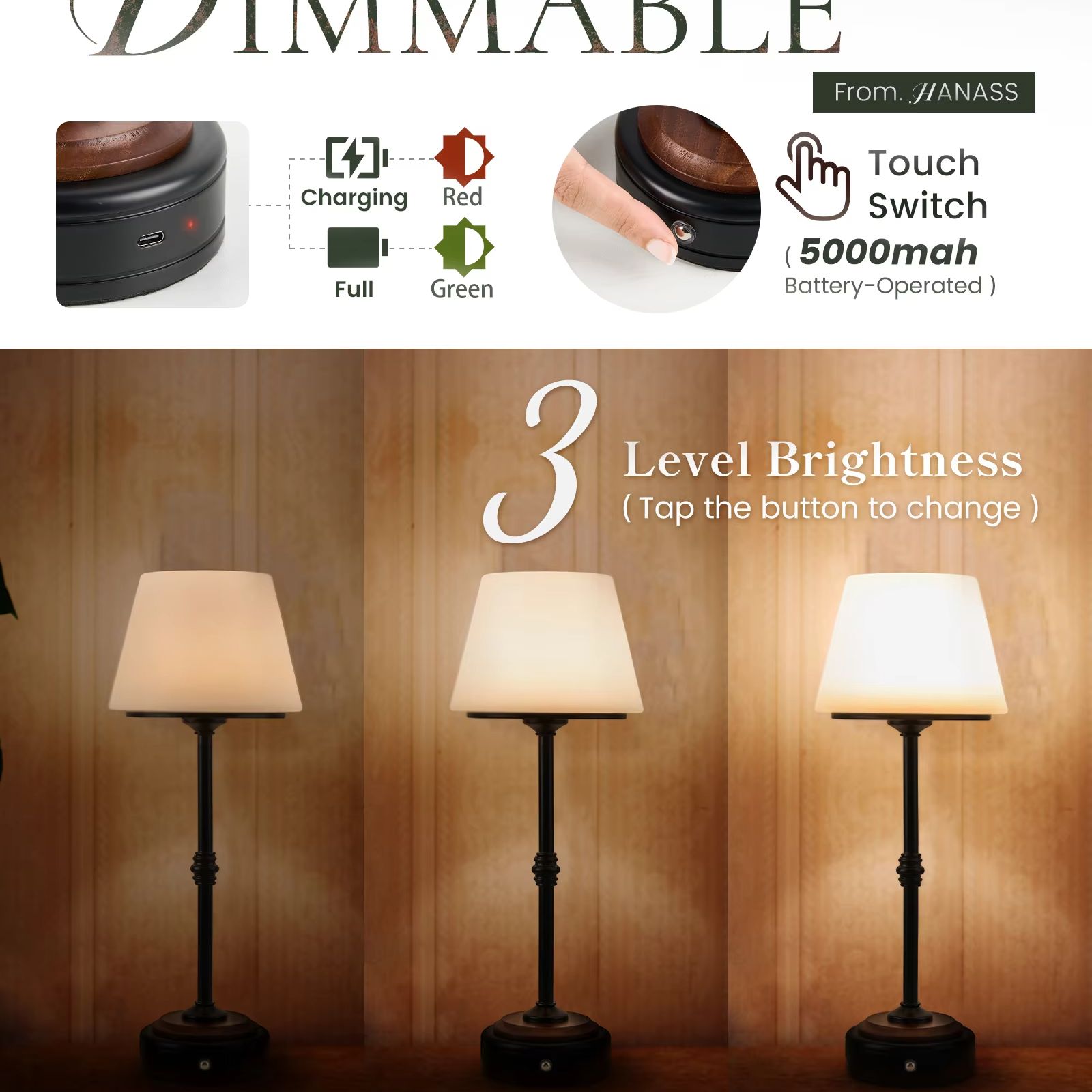 Cordless Table Lamps Set of  5 - Desk Room Setup บทวิจารณ์และราคา
