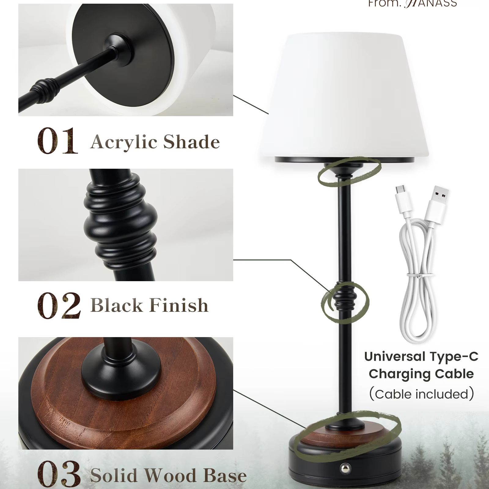 Cordless Table Lamps Set of  5 - Desk Room Setup บทวิจารณ์และราคา