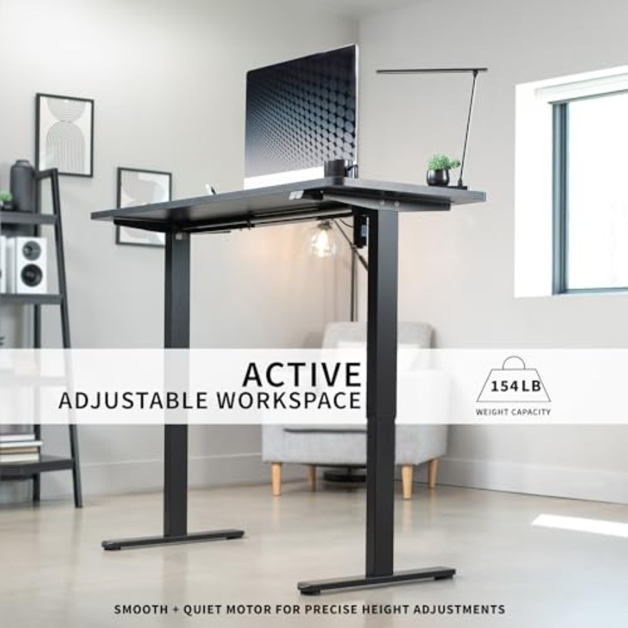 Electric 60 x 24 inch Stand Up - Desk Setup Dark บทวิจารณ์และราคา