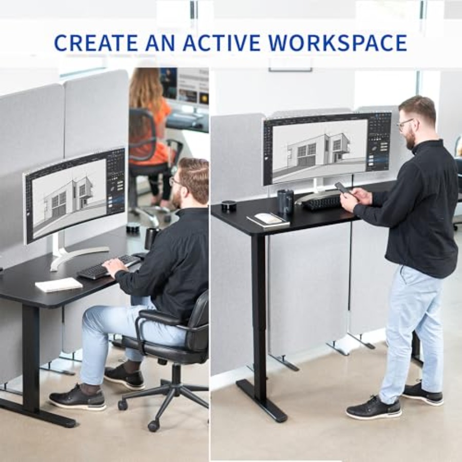 Electric 60 x 24 inch Stand Up - Desk Setup Dark บทวิจารณ์และราคา