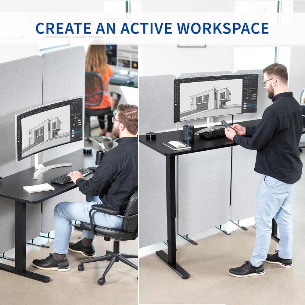 VIVO Electric 60 x 24 inch Sta - Desk Setup Dark บทวิจารณ์และราคา