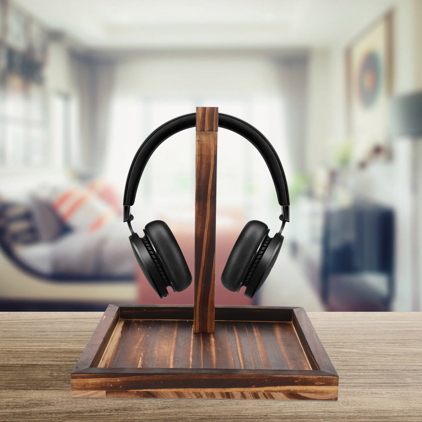 Solid Wood Headphone Stand for - Desk Setup Headphones บทวิจารณ์และราคา