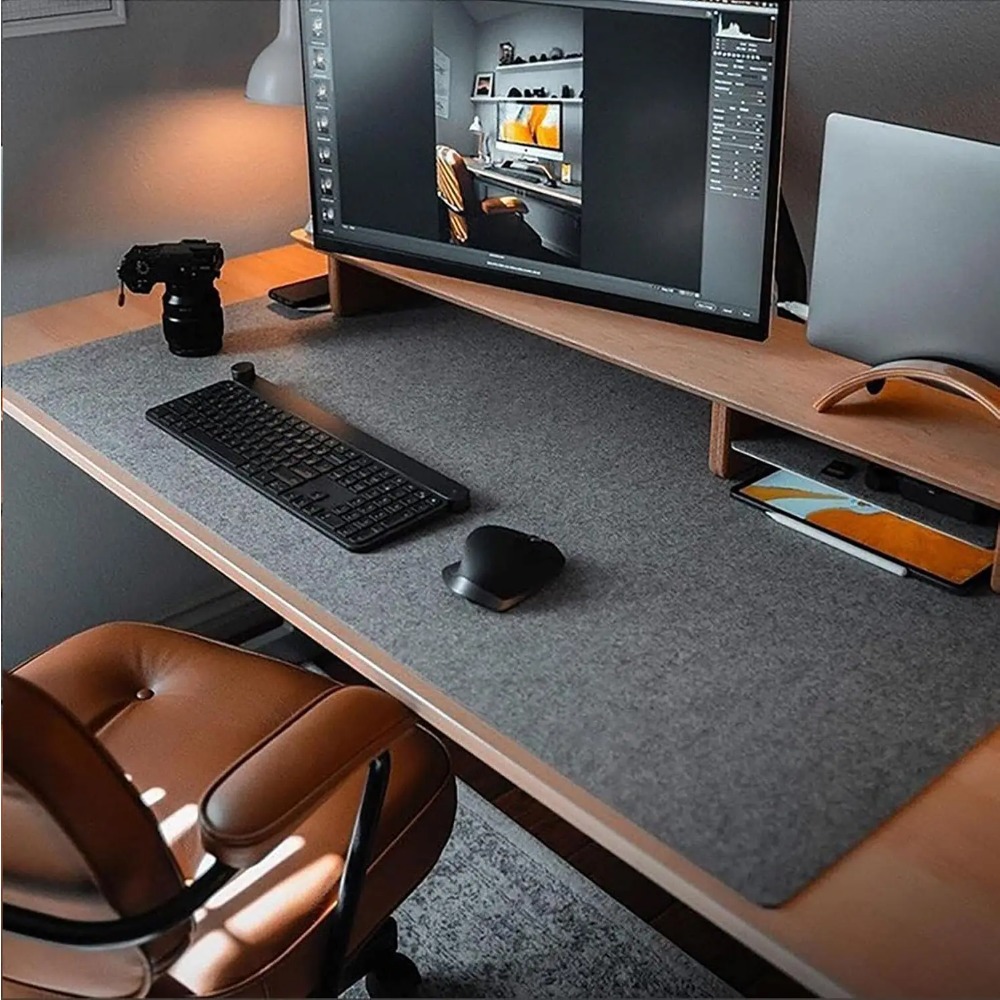 Felt Desk Mat Computer Mat for - Desk Setup Dark บทวิจารณ์และราคา