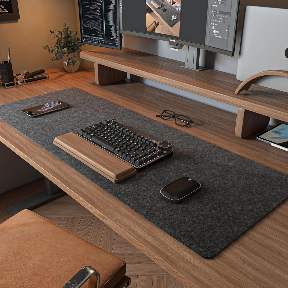 Felt Desk Mat Computer Mat for - Desk Setup Dark บทวิจารณ์และราคา