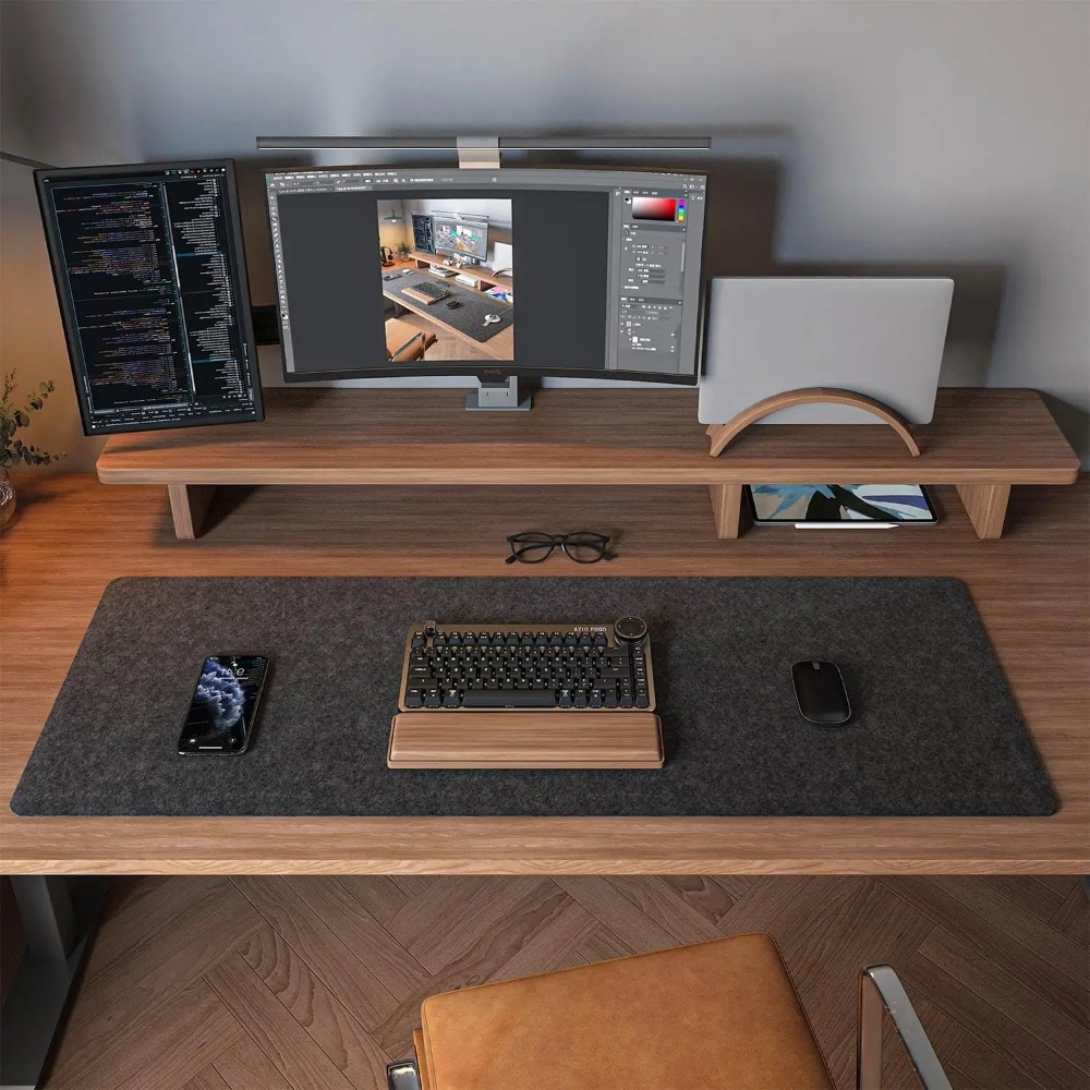 Felt Desk Mat Computer Mat for - Desk Setup Dark บทวิจารณ์และราคา