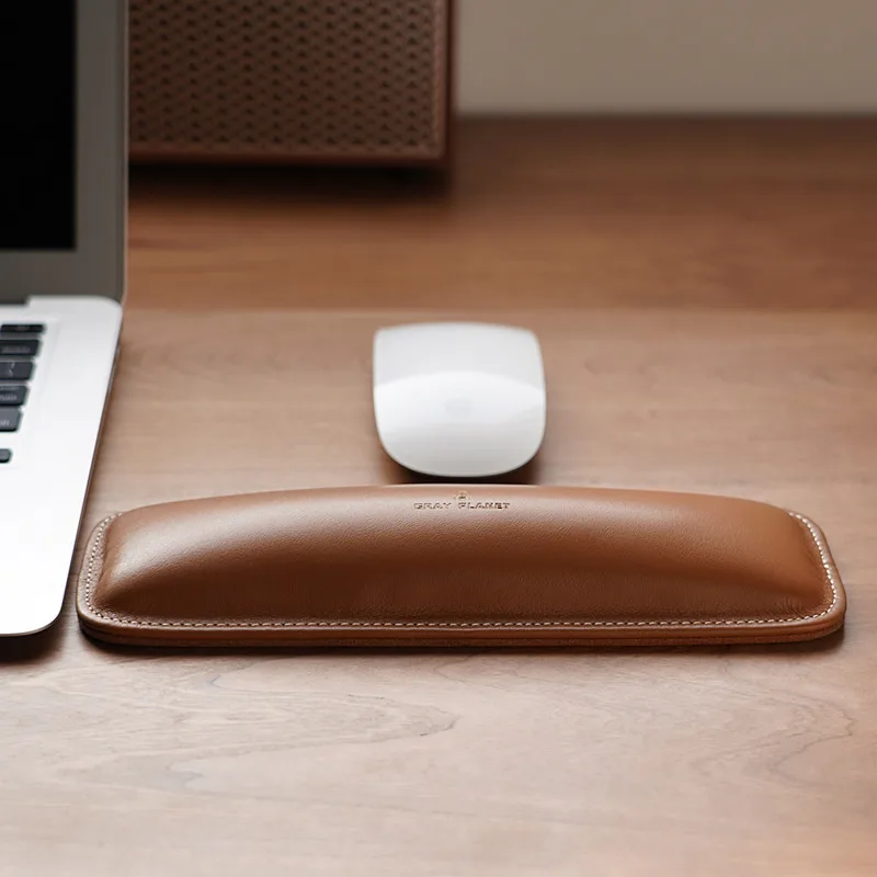Genuine Leather Wrist Rest Top - Ergonomic Desk Setup Keyboard บทวิจารณ์และราคา