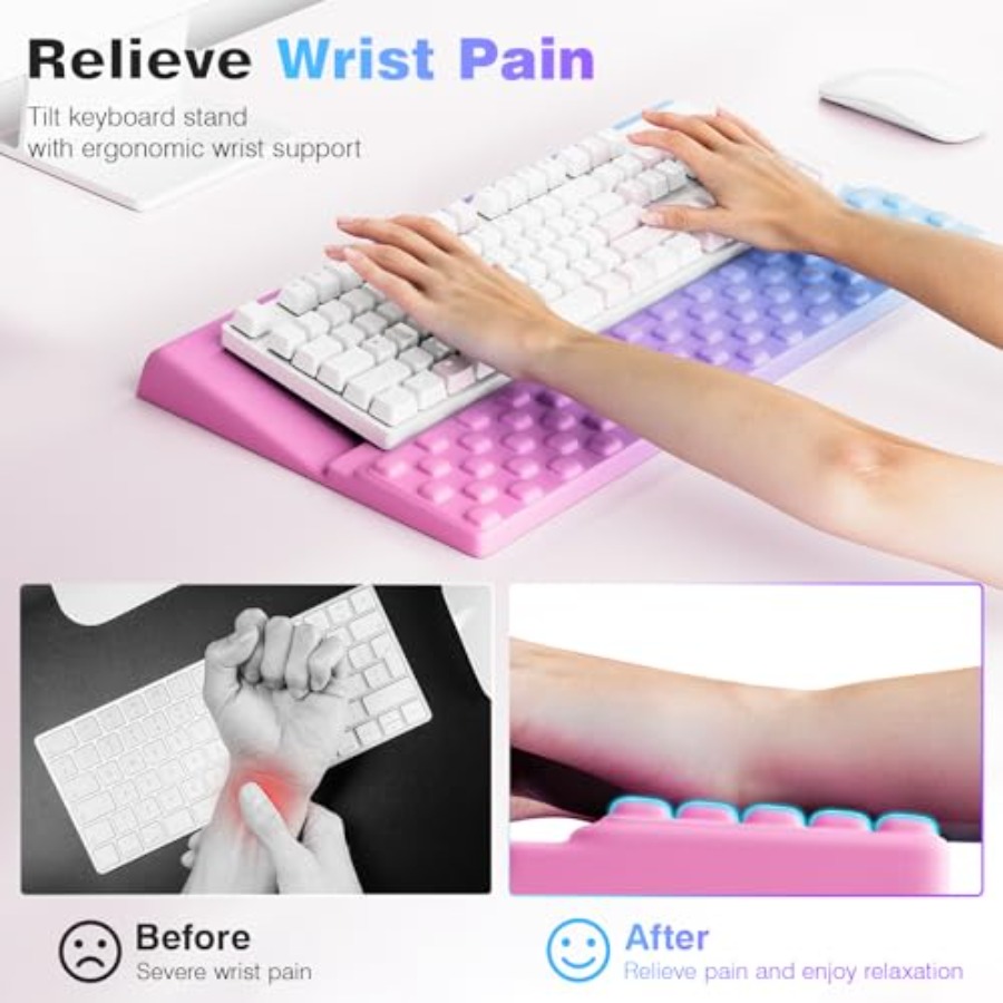 Ergonomic Purple Keyboard Wris - Ergonomic Desk Setup Keyboard บทวิจารณ์และราคา