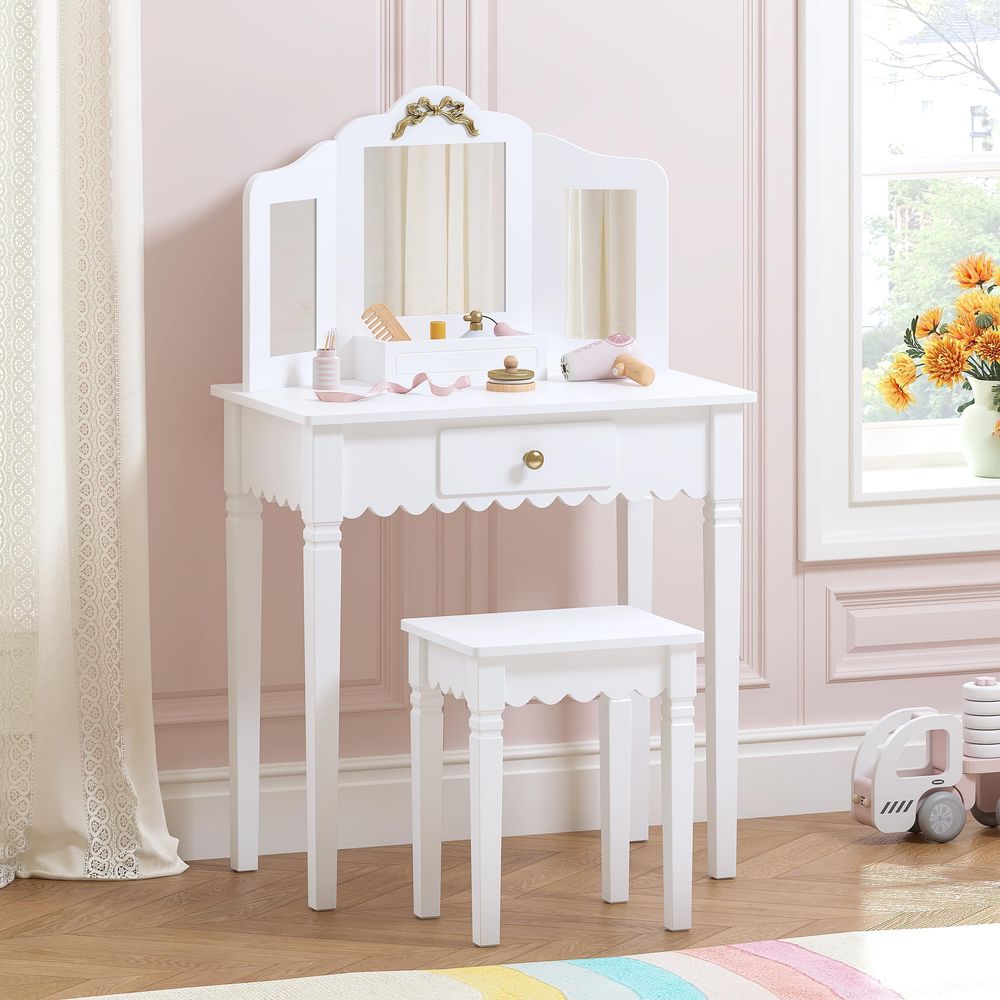 Kids Vanity Set with Mirror an - Desk Setup Girl บทวิจารณ์และราคา
