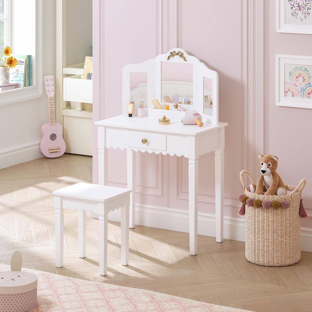 Kids Vanity Set with Mirror an - Desk Setup Girl บทวิจารณ์และราคา