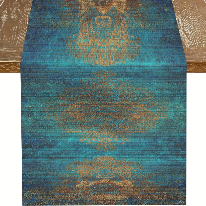 Dark Blue Retro Woven Table Ru - Desk Setup Dark บทวิจารณ์และราคา