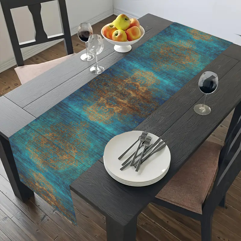 Dark Blue Retro Woven Table Ru - Desk Setup Dark บทวิจารณ์และราคา