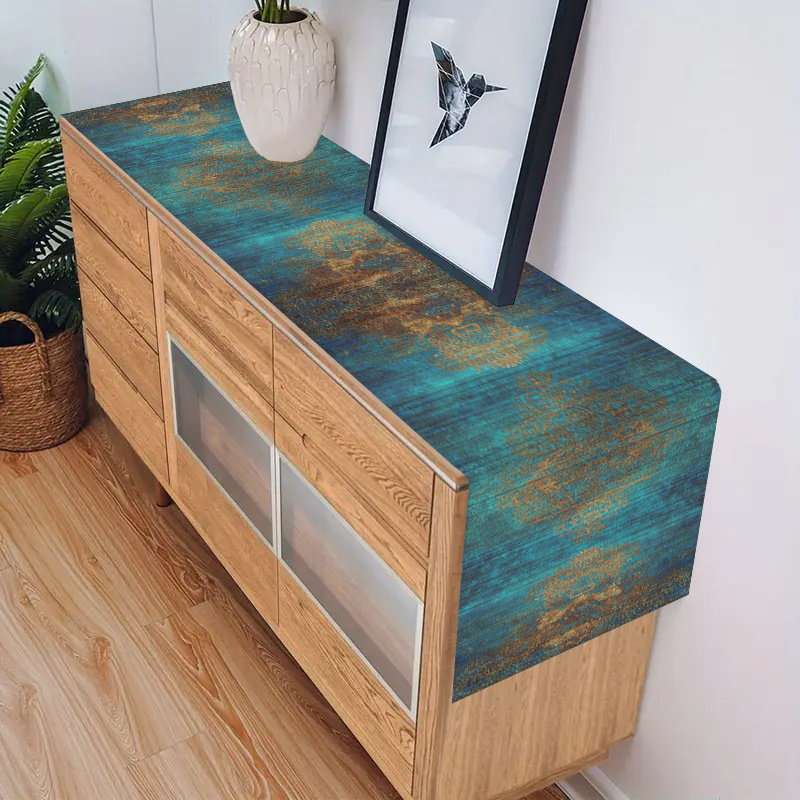 Dark Blue Retro Woven Table Ru - Desk Setup Dark บทวิจารณ์และราคา