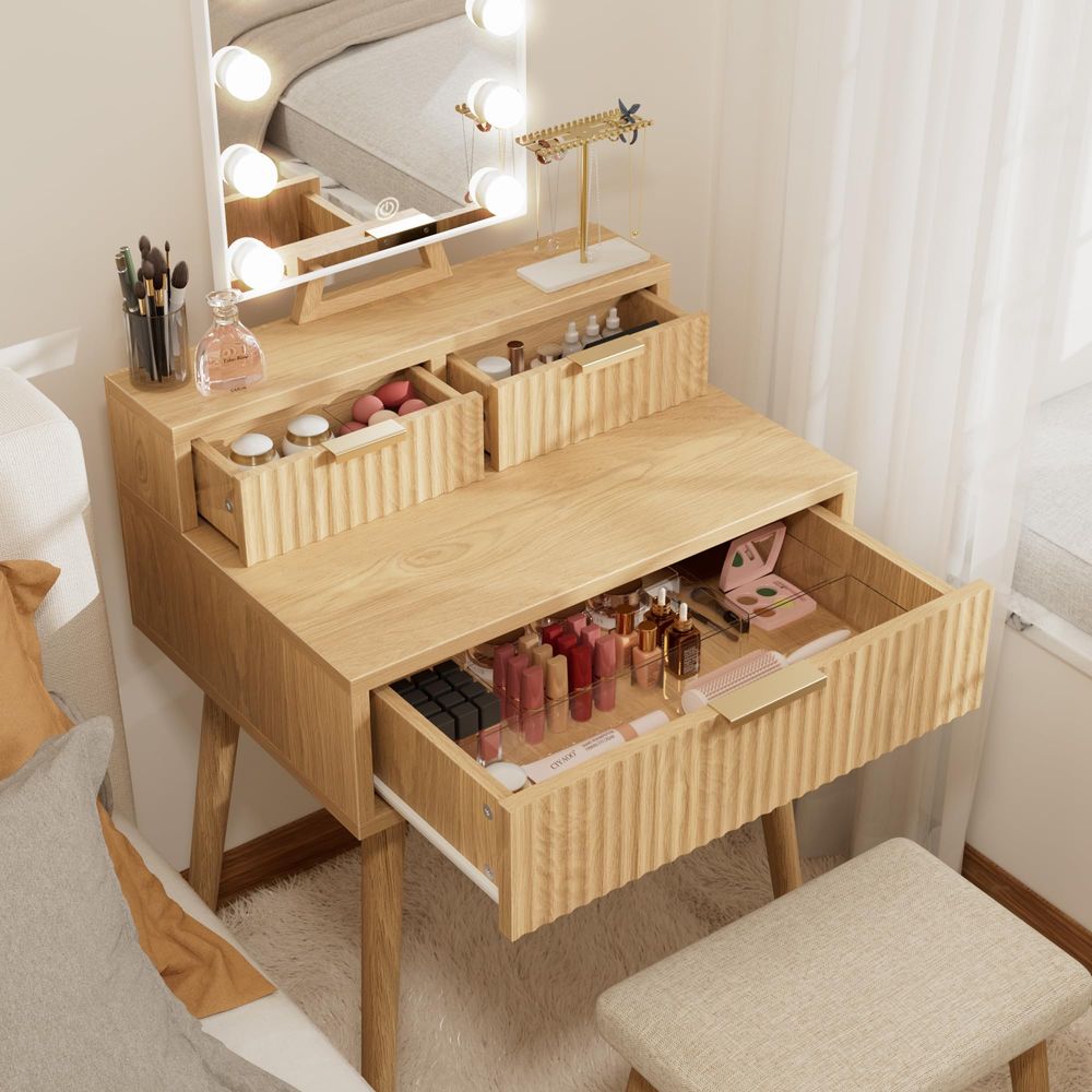 Small Vanity Desk with Hollywo - Desk Setup Girl บทวิจารณ์และราคา