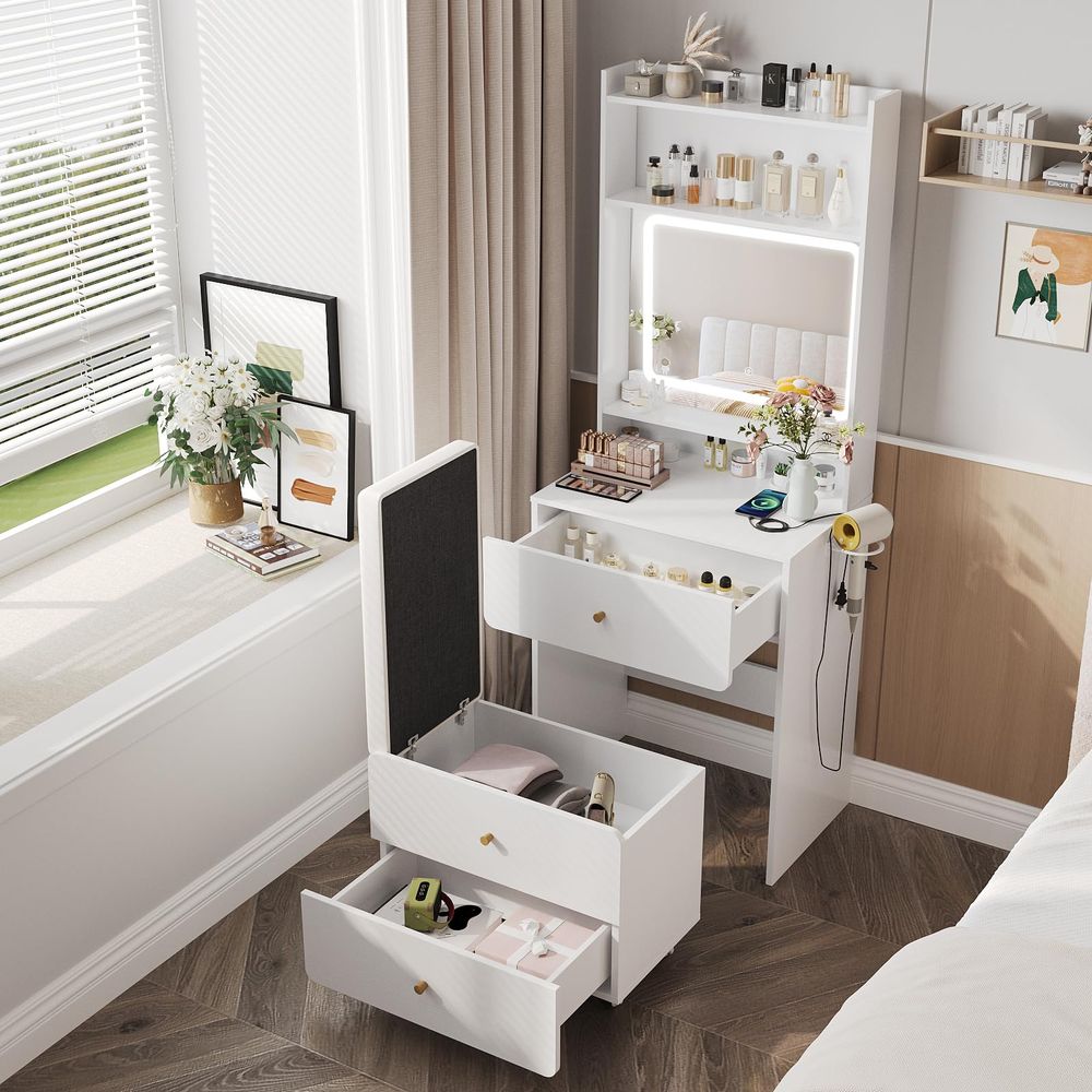 Make Up Vanity Desk with Mirro - Desk Setup Girl บทวิจารณ์และราคา