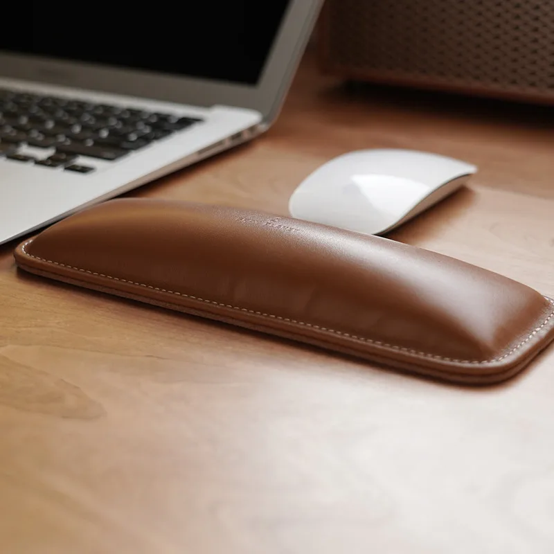 Genuine Leather Wrist Rest Top - Ergonomic Desk Setup Keyboard บทวิจารณ์และราคา