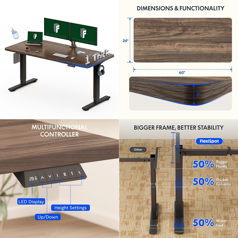 60x24 OnePiece Electric Standi - Desk Setup Black บทวิจารณ์และราคา