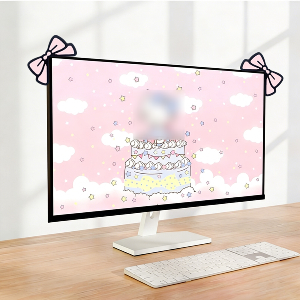 Cute Pink Bow Monitor Decor Ka - Desk Setup Girl บทวิจารณ์และราคา