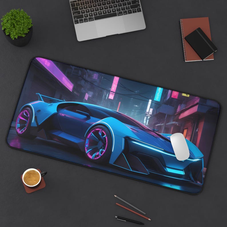 XXL Cool Car Mouse Pad - Neon  - Desk View Setup บทวิจารณ์และราคา