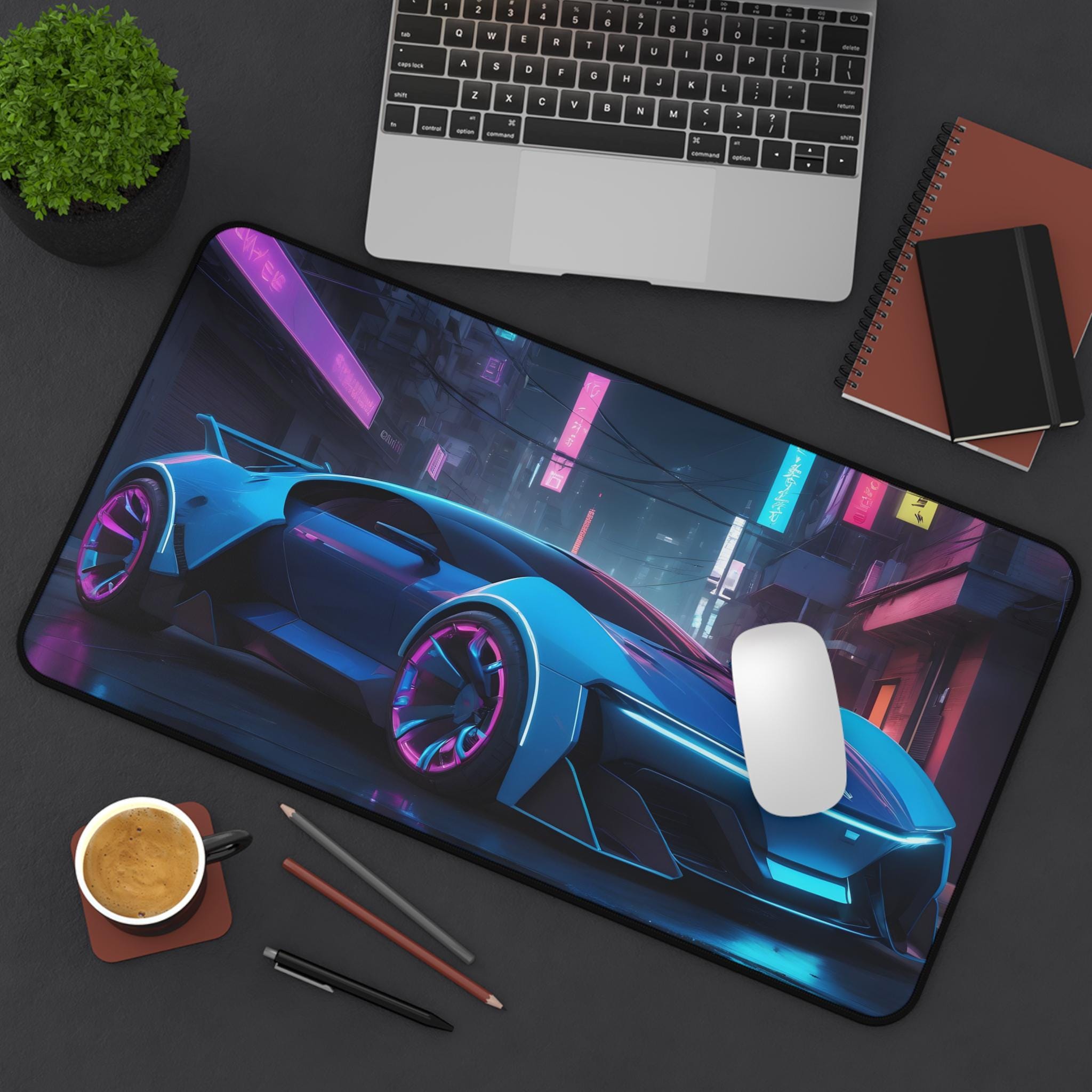 XXL Cool Car Mouse Pad - Neon  - Desk View Setup บทวิจารณ์และราคา