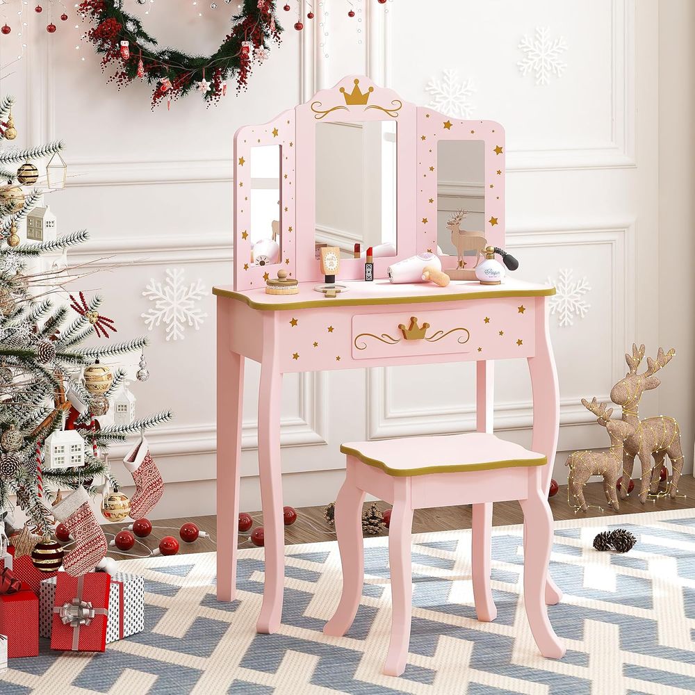 Kids Vanity Set with Mirror an - Desk Setup Girl บทวิจารณ์และราคา