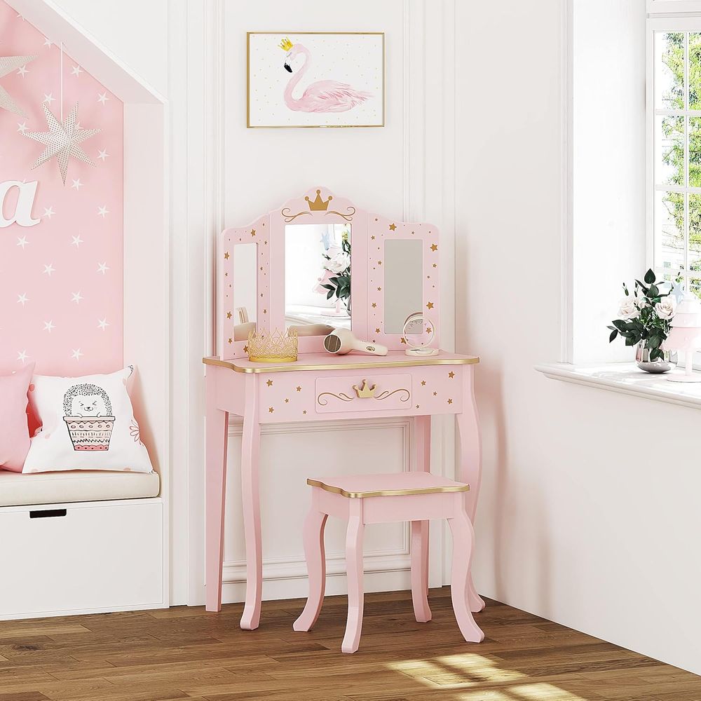 Kids Vanity Set with Mirror an - Desk Setup Girl บทวิจารณ์และราคา