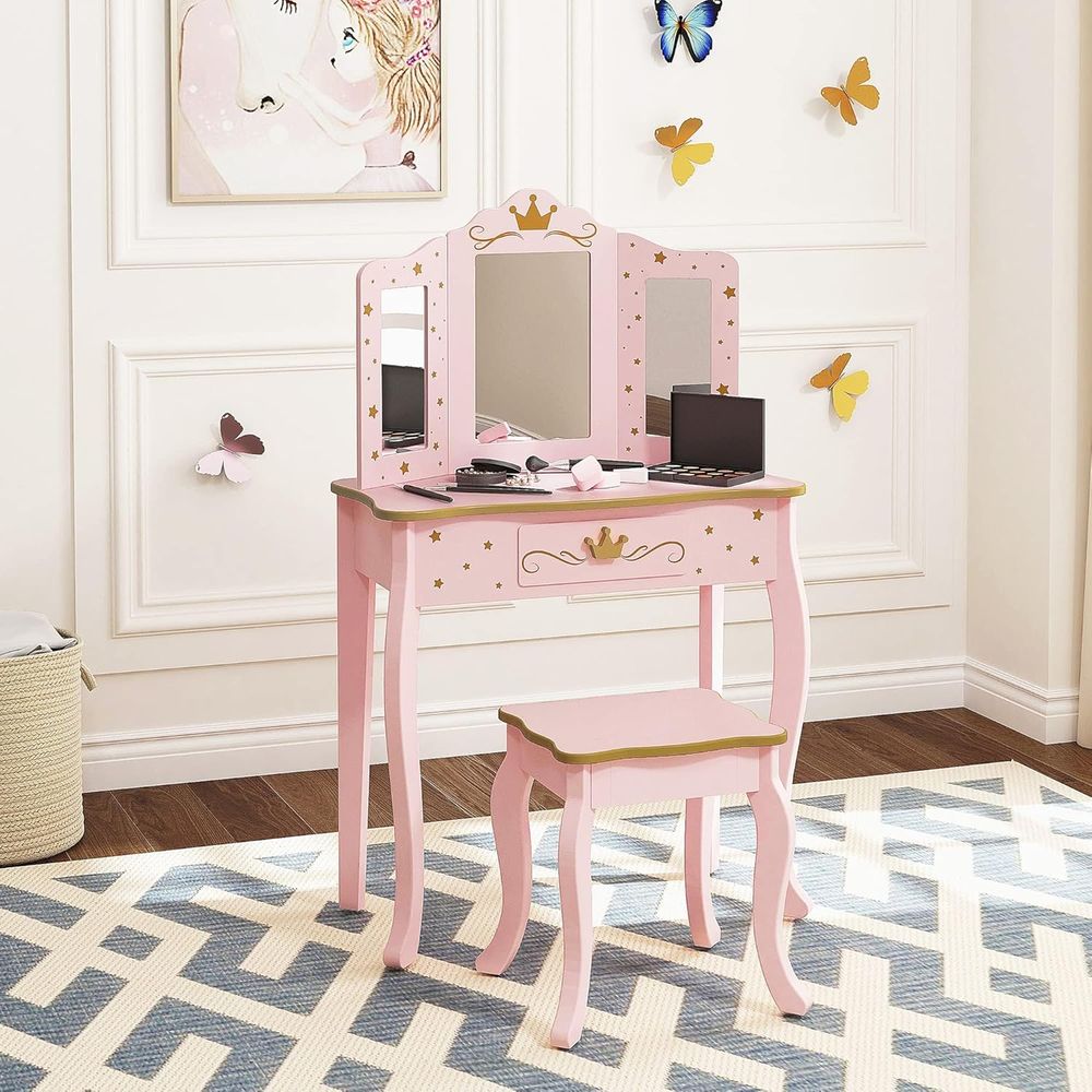 Kids Vanity Set with Mirror an - Desk Setup Girl บทวิจารณ์และราคา