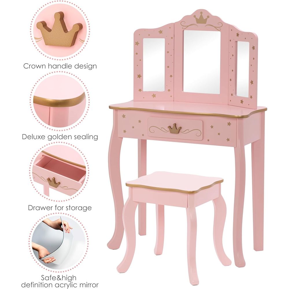 Kids Vanity Set with Mirror an - Desk Setup Girl บทวิจารณ์และราคา