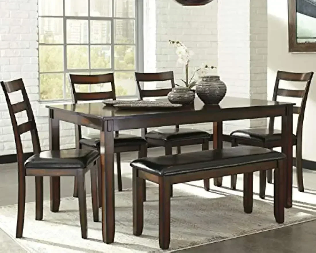 XMSJ-Coviar 6 Piece Dining Set - Desk Setup Dark บทวิจารณ์และราคา