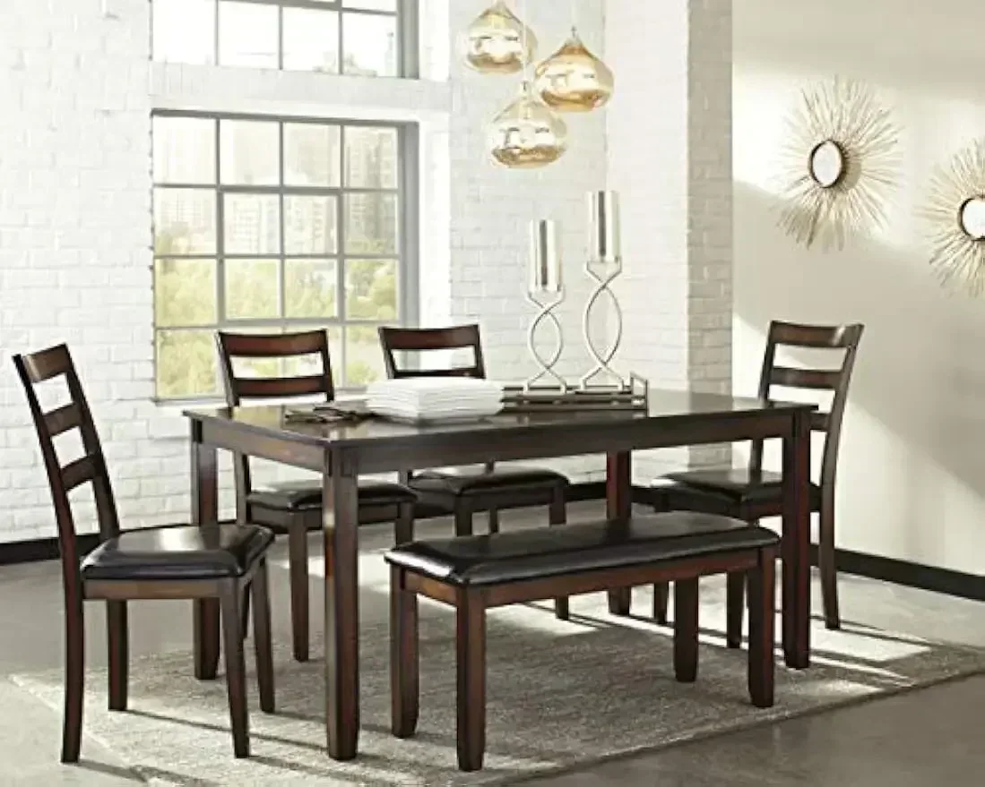 XMSJ-Coviar 6 Piece Dining Set - Desk Setup Dark บทวิจารณ์และราคา