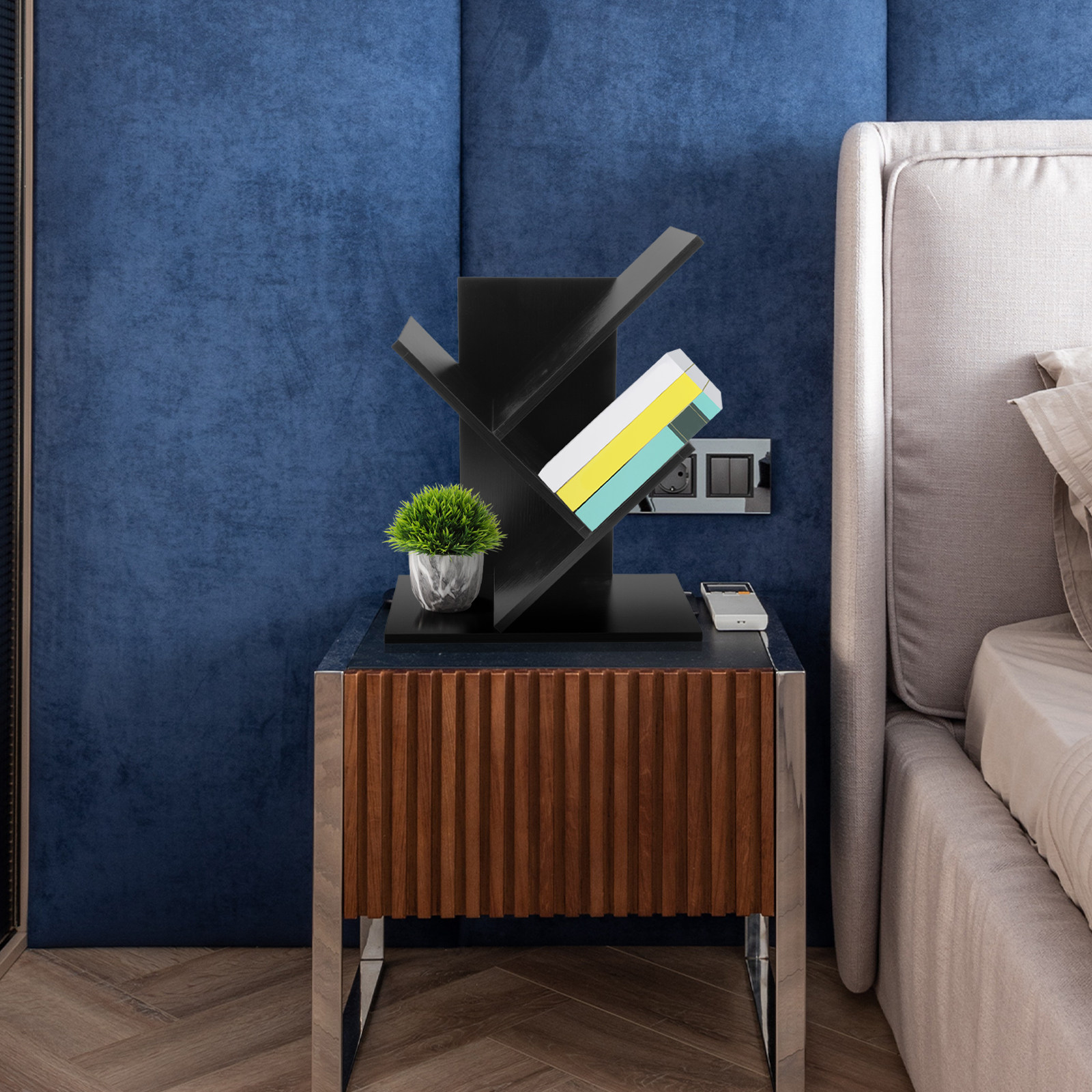 Wood Desktop Bookshelf Storage - Desk Setup Living Room บทวิจารณ์และราคา