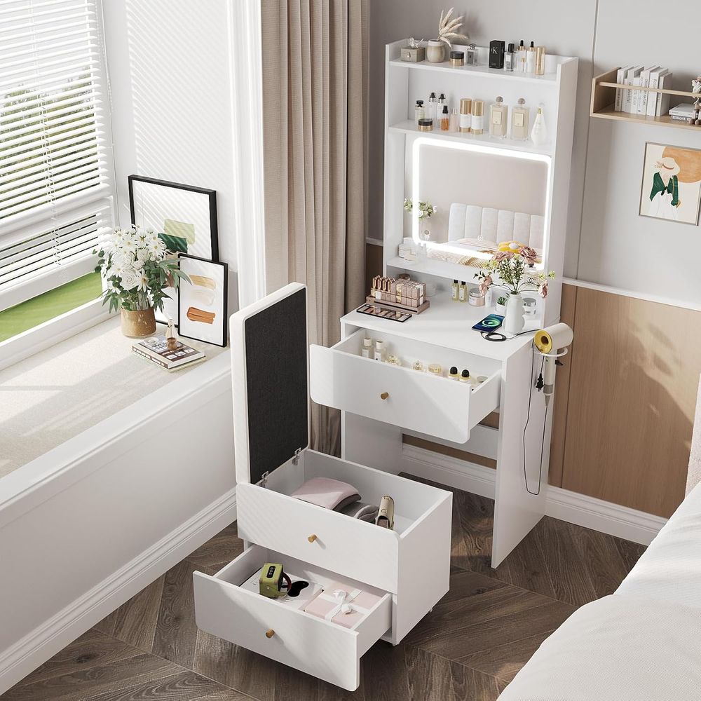 Make Up Vanity Desk with Mirro - Desk Setup Girl บทวิจารณ์และราคา