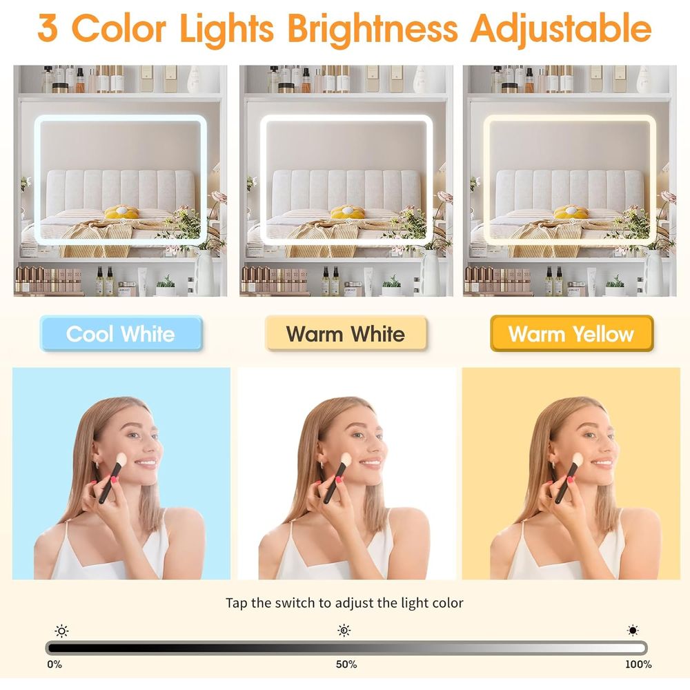 Make Up Vanity Desk with Mirro - Desk Setup Girl บทวิจารณ์และราคา