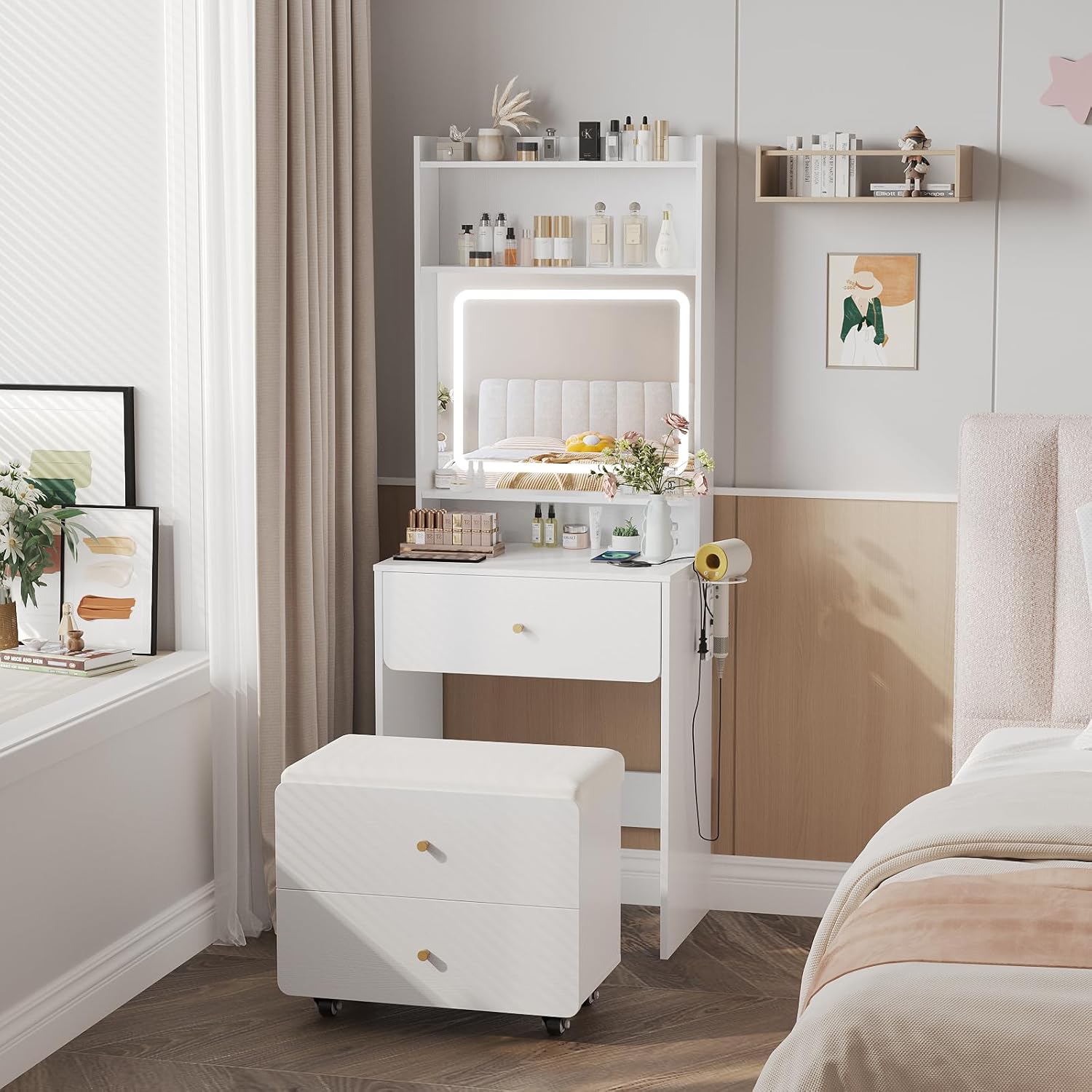 Make Up Vanity Desk with Mirro - Desk Setup Girl บทวิจารณ์และราคา