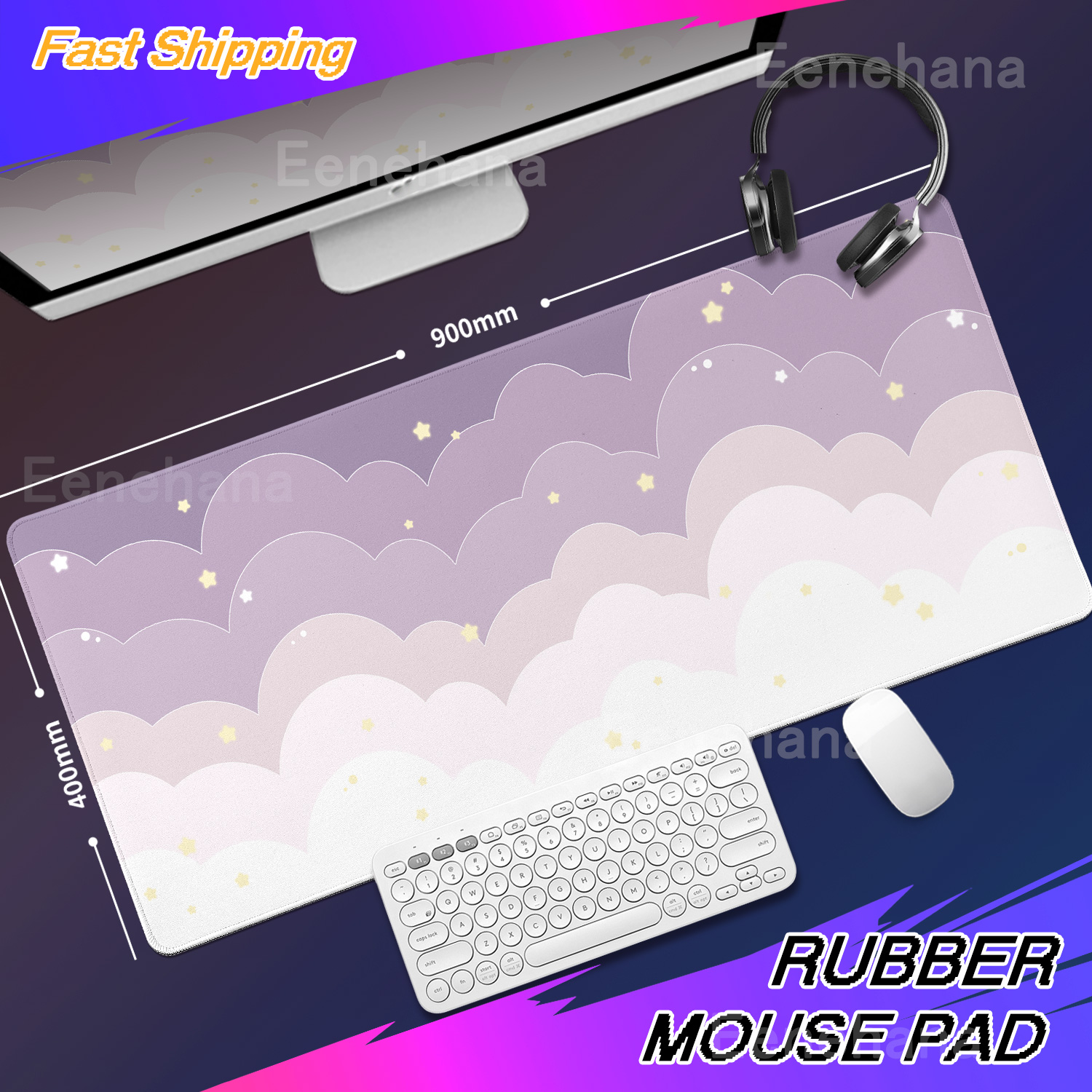 Light Blue Pink Clouds Desk Ma - Korean Desk Setup บทวิจารณ์และราคา