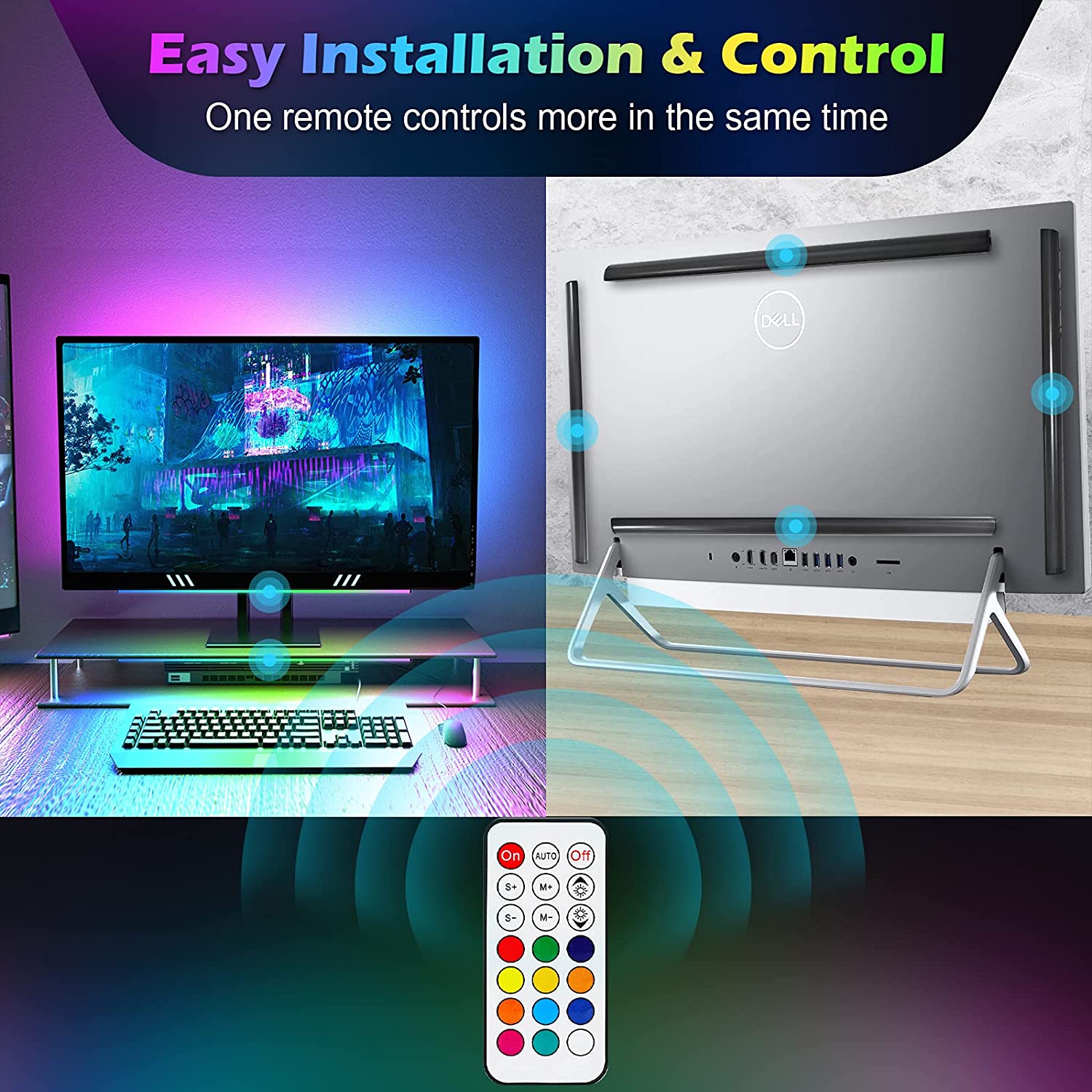 Under Monitor Light Bar RGB Dr - Desk Room Setup บทวิจารณ์และราคา